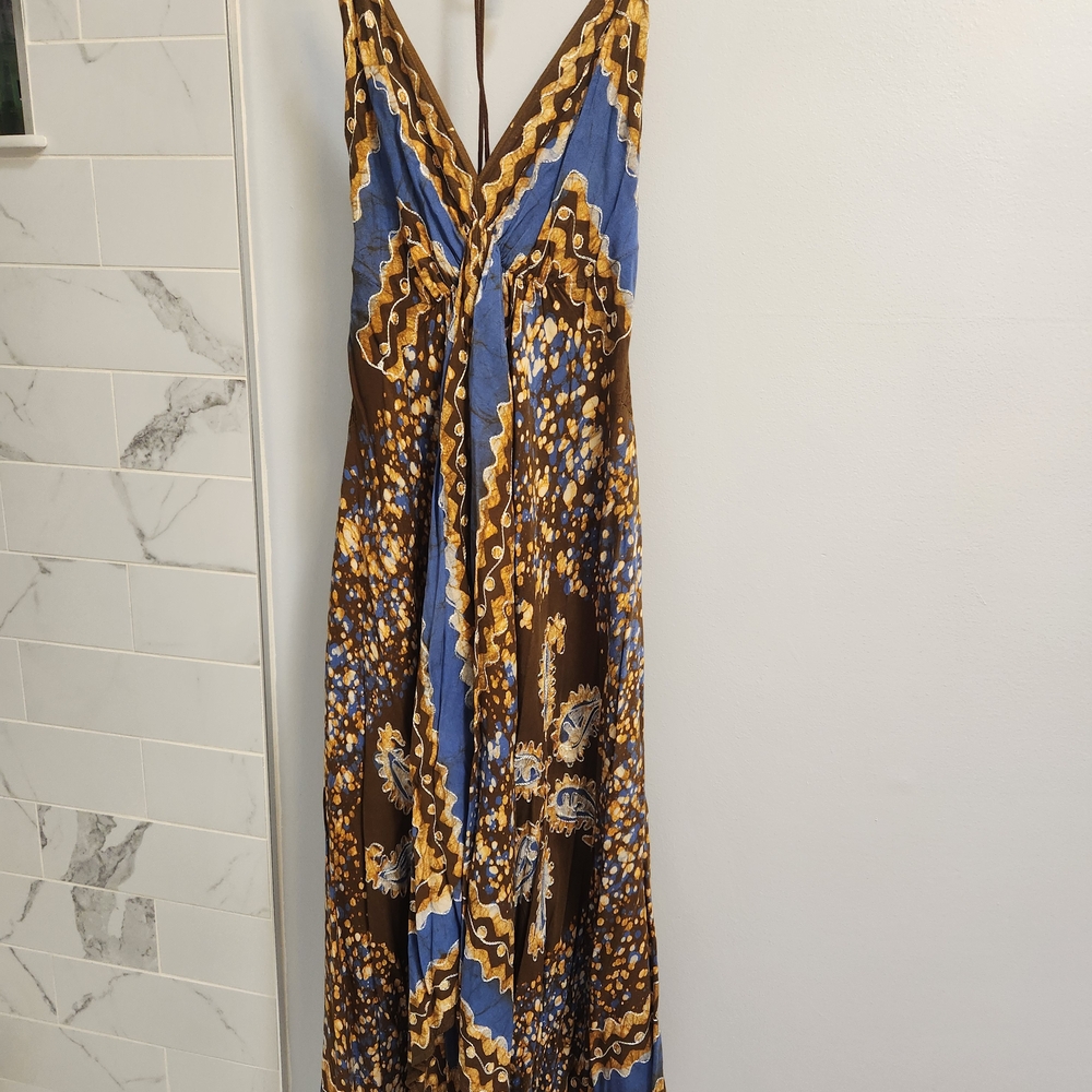 Source Unknown Asymmetrical Dress - Blue and Brown